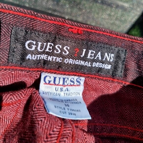 Guess Jeans - Size 30 - burgundy herringbone pattern - Picture 3 of 4